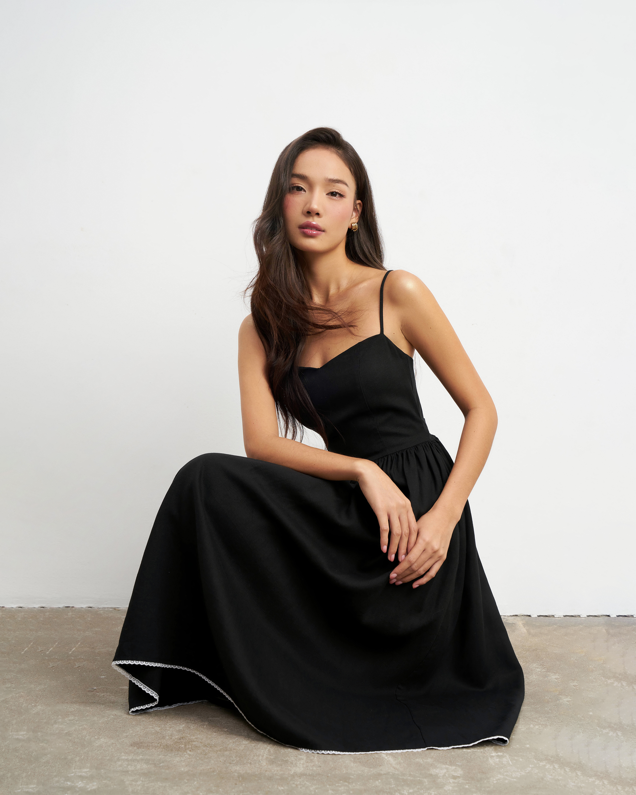 Vivienne Midi Dress in Black Sadie Blue Vivienne Midi Dress in Black Sadie Blue